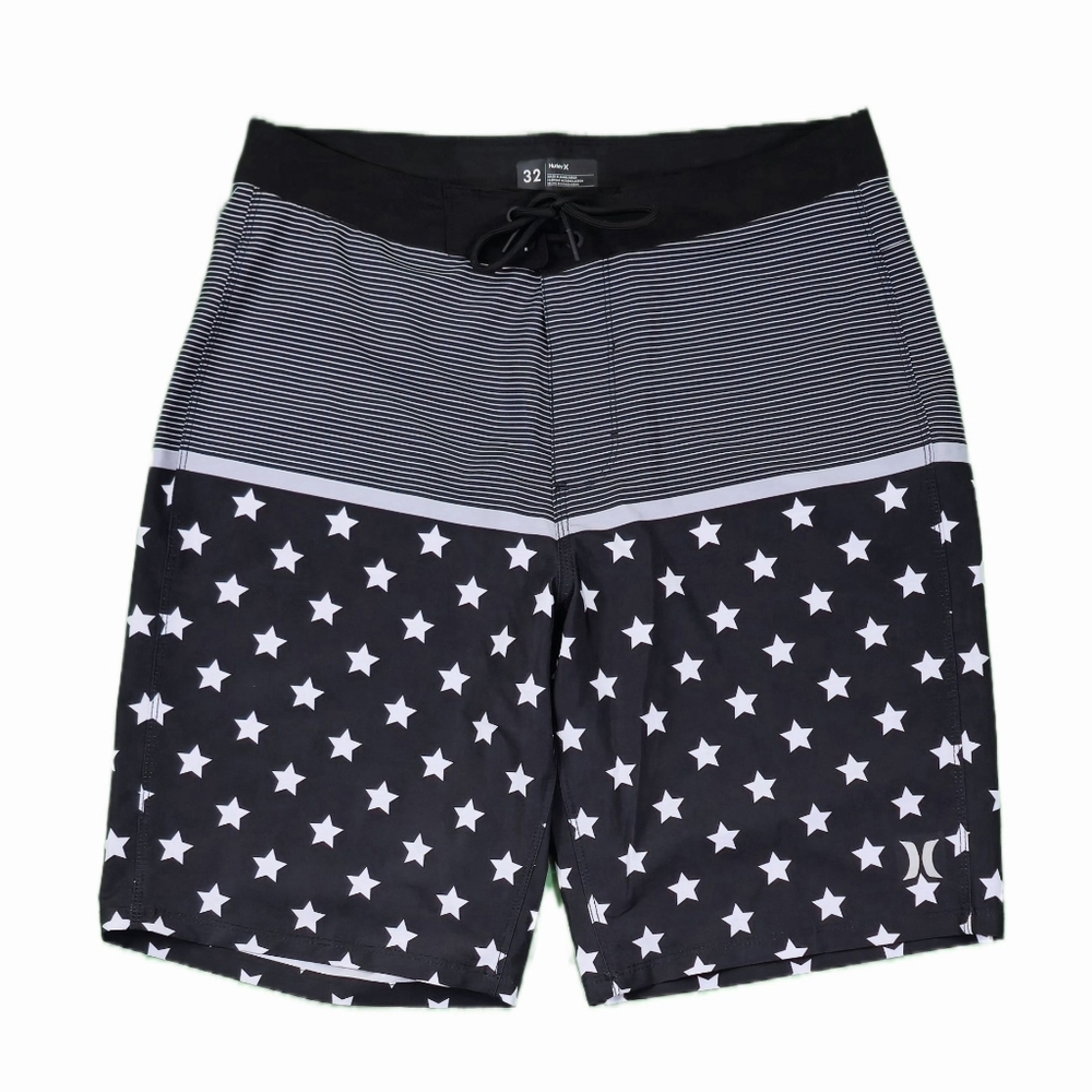 Hurley Men's Black and White Star Swim Shorts